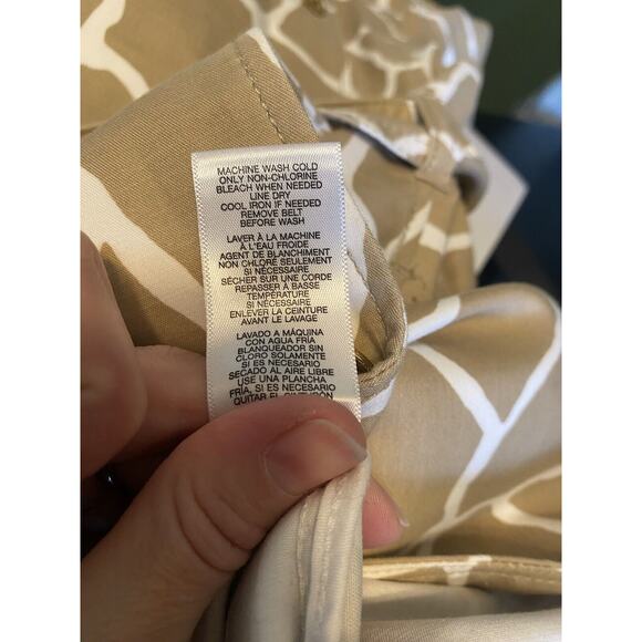 Michael Kors Double Breasted Trench Coat Tan White Mid Length Safari Animal Med - Picture 9 of 16